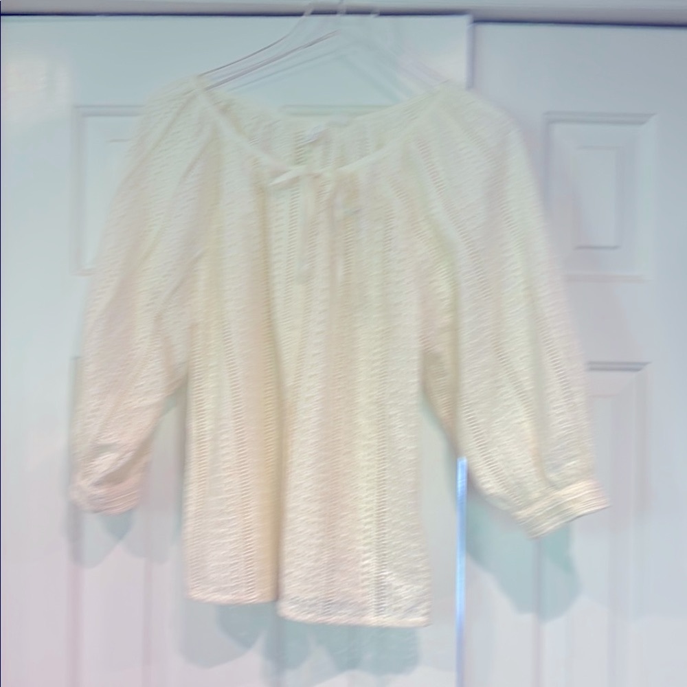 Joie ivory eyelet style  button-up blouse. Size small